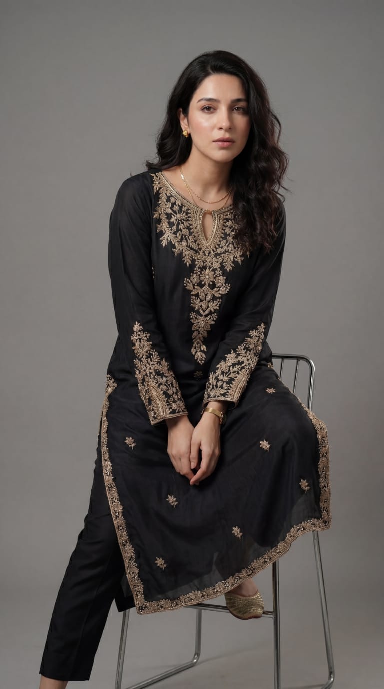 Black Luxury Pret embroidered dress