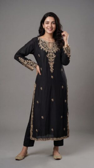 Black Luxury Pret embroidered dress