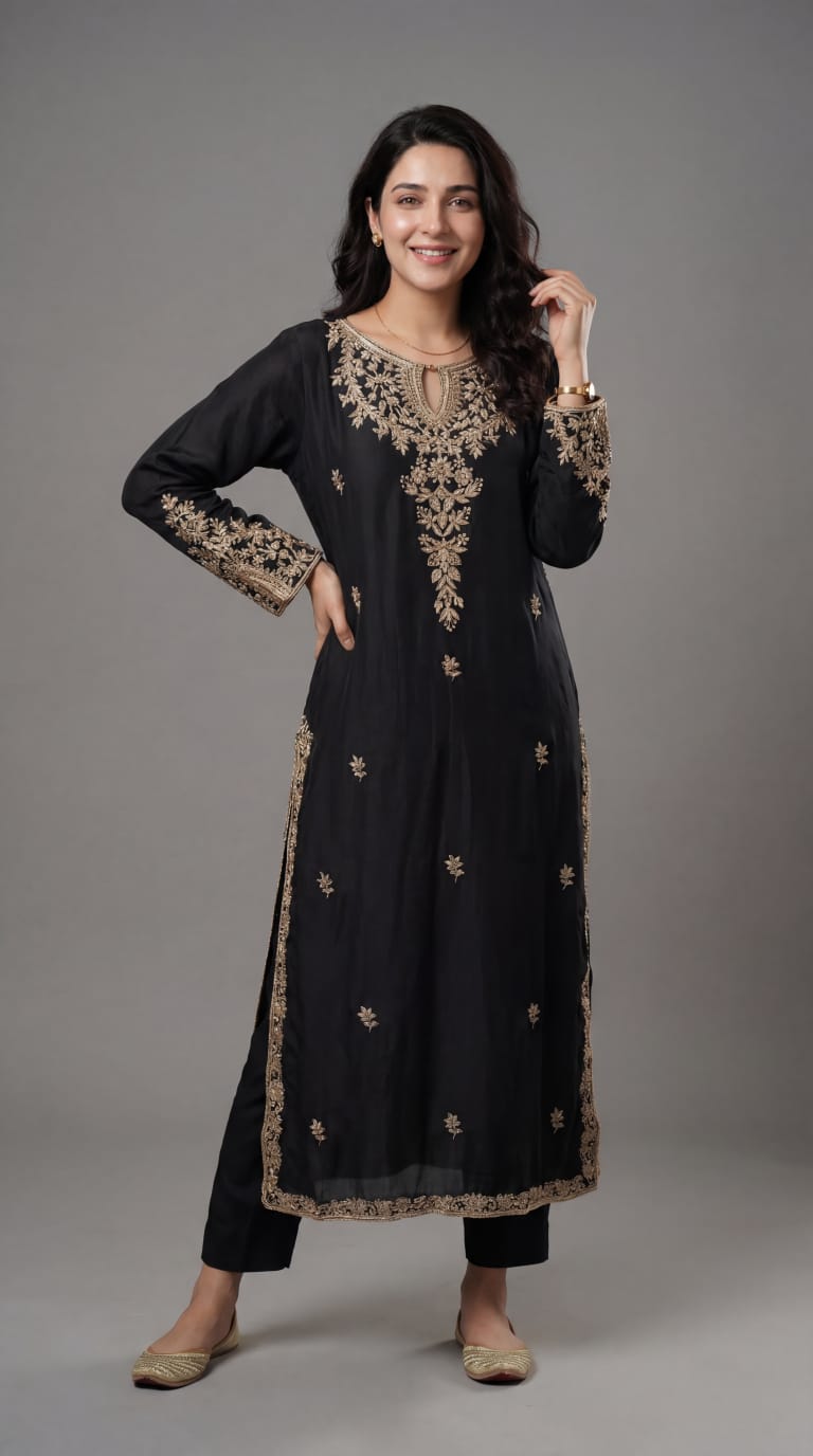 Black Luxury Pret embroidered dress